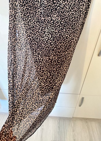 l Beden Leopar Desenli Uzun Drapeli Kadın Etek