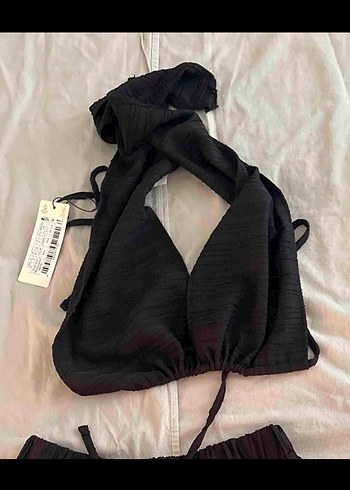 l Beden Siyah Mini Bağlamalı Goth Bralet