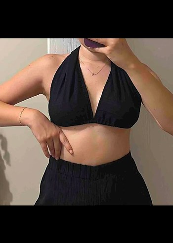 Trendyol & Milla Siyah Mini Bağlamalı Goth Bralet
