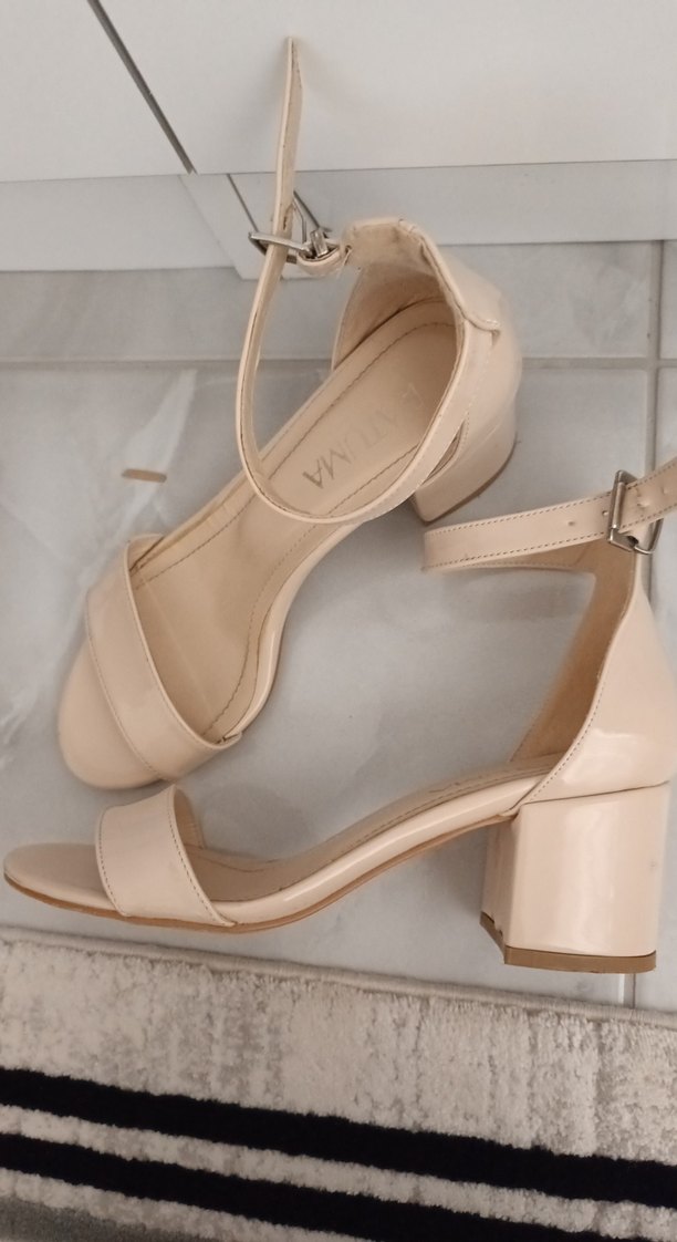 Bej Klasik Topuklu Kadın Sandalet ayakkabı - Görsel 3
