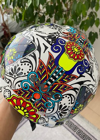 Renkli Desenli Parlak Metal Motosiklet Kaskı - Görsel 8