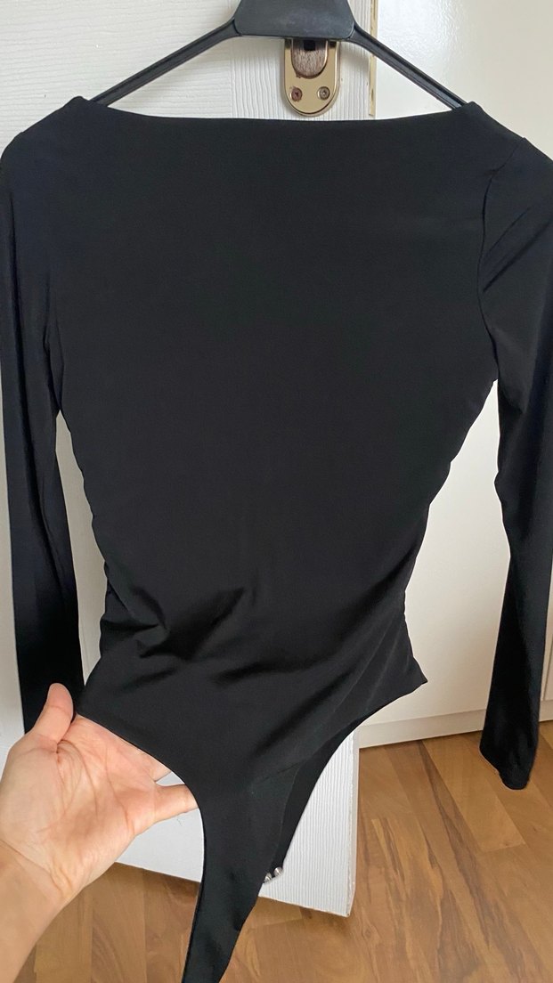 Siyah V Yaka Uzun Kollu Kadın Bluz - Görsel 5