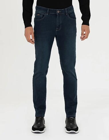 Pierre Cardin Erkek Koyu Lacivert Slim Fit Jean Pantolon 5028020