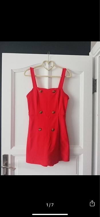 Bershka Kırmızı Mini Tulum