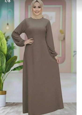 Haki renk kadın kemerli uzun elbise - Görsel 3