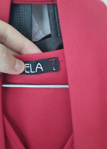 Kısa Kollu, Yüksek Yakalı Kırmızı Uzun Elbise - Görsel 7