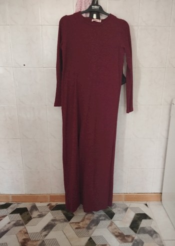Diğer Bordo Uzun Kollu Uzun Elbise