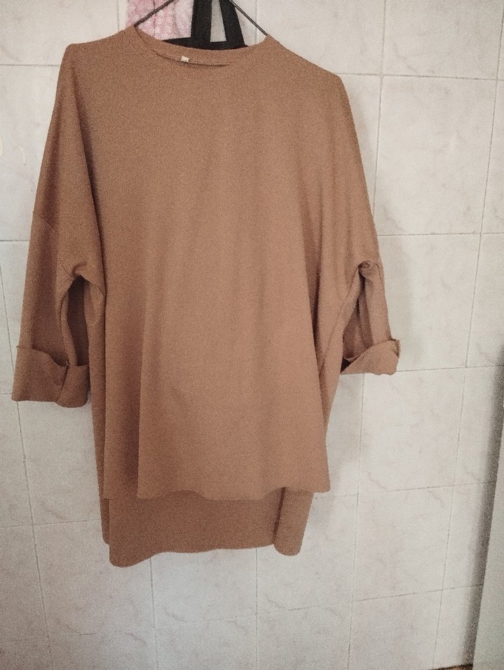 Bej Salaş Keten Kadın Tunik takımı s.m uyumlu - Görsel 2