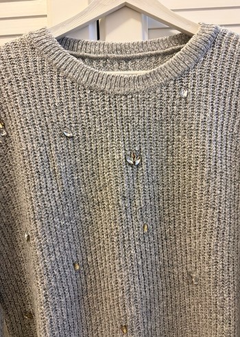 Gri Triko Kadın Kazak Uzun Kollu - Görsel 2