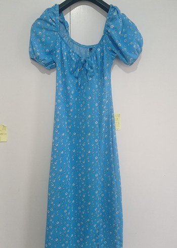 Mavi Bohem Uzun Elbise - Görsel 3