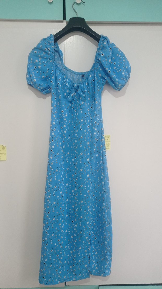 Mavi Bohem Uzun Elbise - Görsel 3