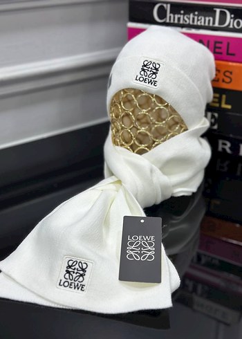 Siyah Örgü Loewe Kadın Bere ve atkı seti - Görsel 2