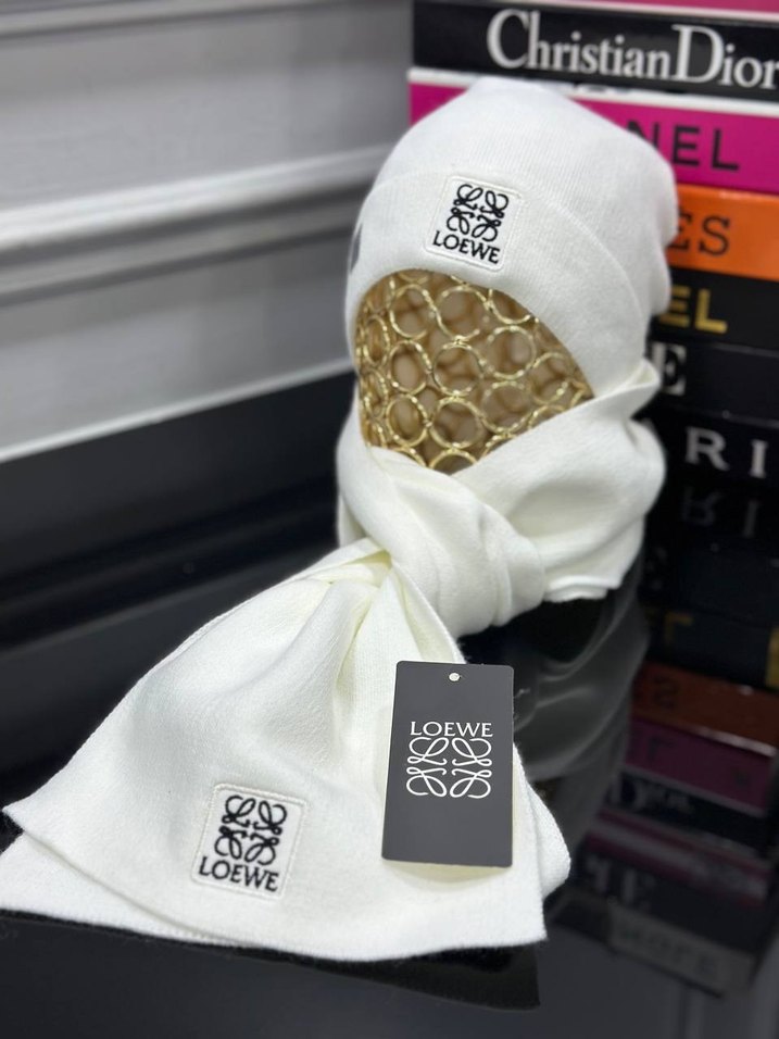 Siyah Örgü Loewe Kadın Bere ve atkı seti - Görsel 2