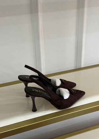Prada Bordo Süet Tokalı Stiletto - Görsel 2