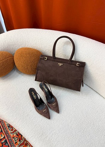 Bordo Prada Süet Stiletto Kadın Ayakkabı - Görsel 7