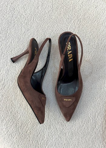 Bordo Prada Süet Stiletto Kadın Ayakkabı - Görsel 5