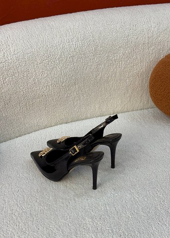 Kadın Siyah Rugan Tokalı Stiletto - Görsel 4