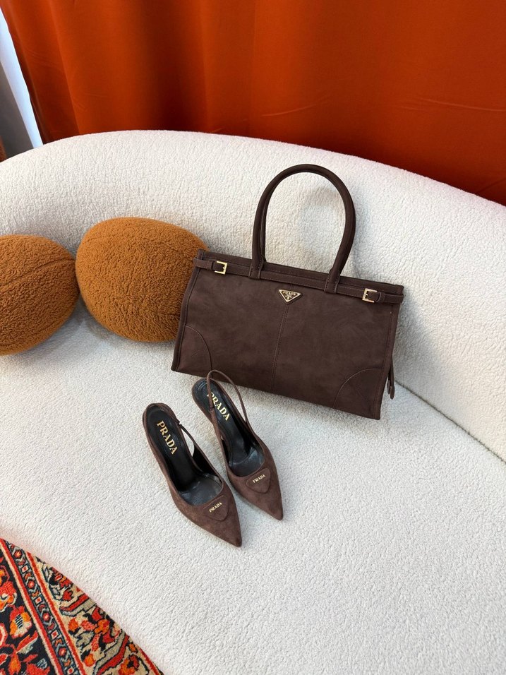 Prada Kahverengi Süet Stiletto Topuklu Ayakkabı - Görsel 5