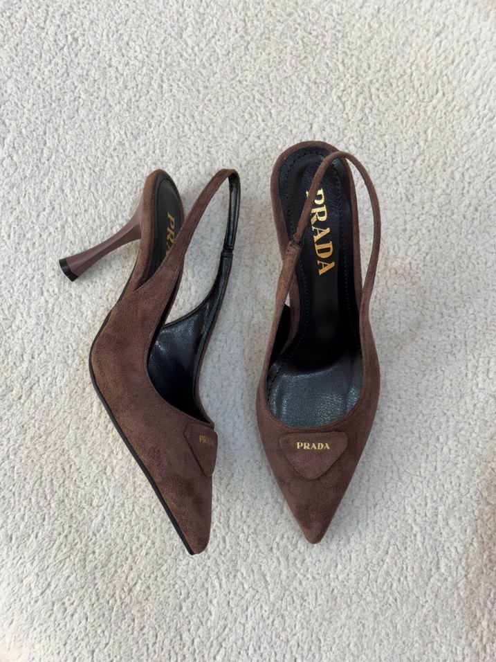 Prada Kahverengi Süet Stiletto Topuklu Ayakkabı - Görsel 2