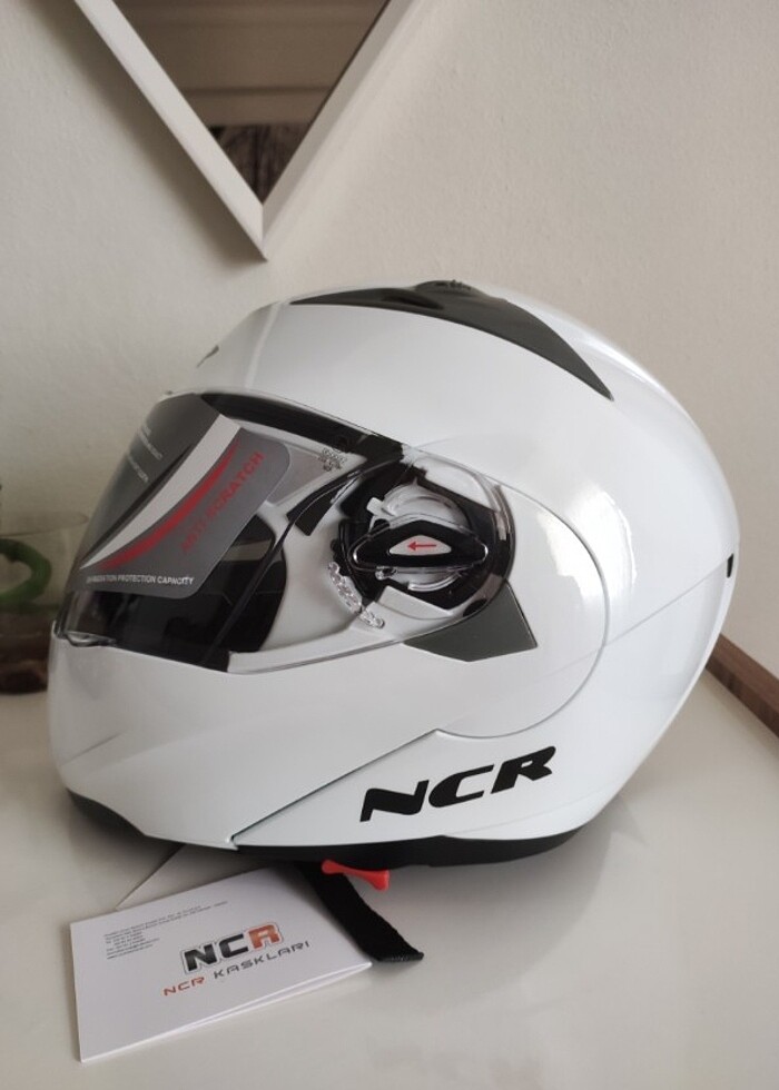 Beyaz çene açılır kask - Görsel 4