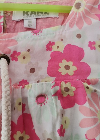 Pembe Çiçek Desenli Kız Elbisesi - Görsel 5