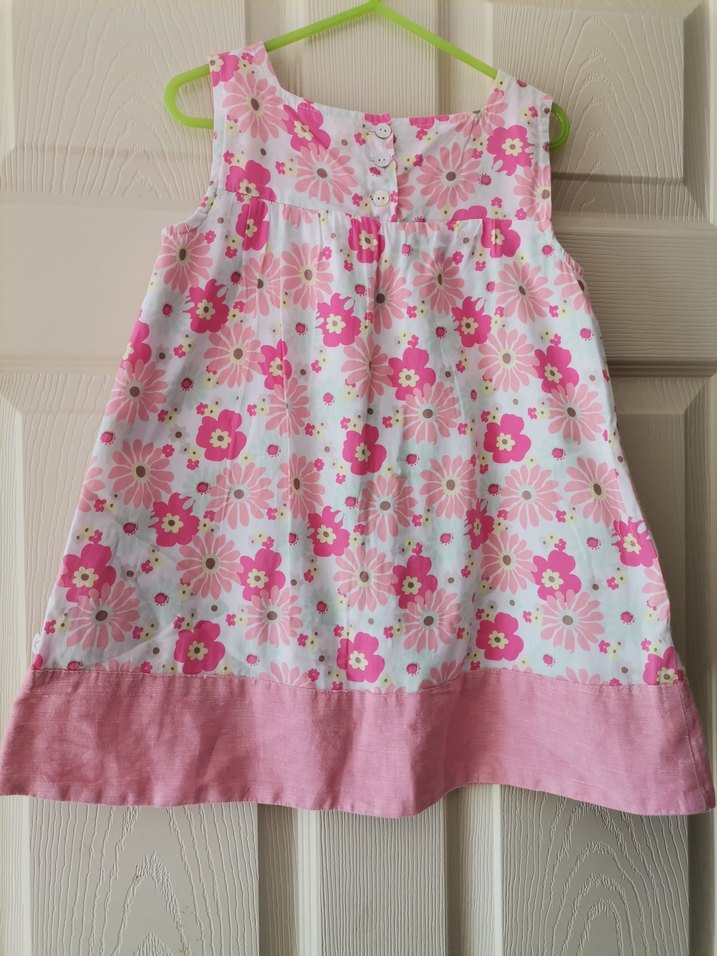Pembe Çiçek Desenli Kız Elbisesi - Görsel 2