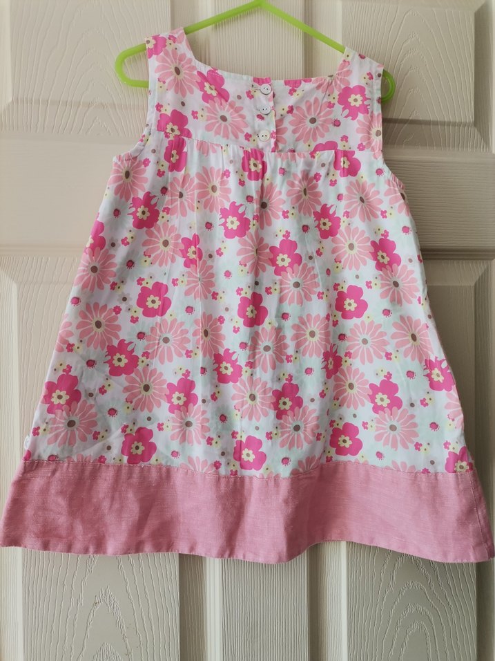 Pembe Çiçek Desenli Kız Elbisesi - Görsel 3