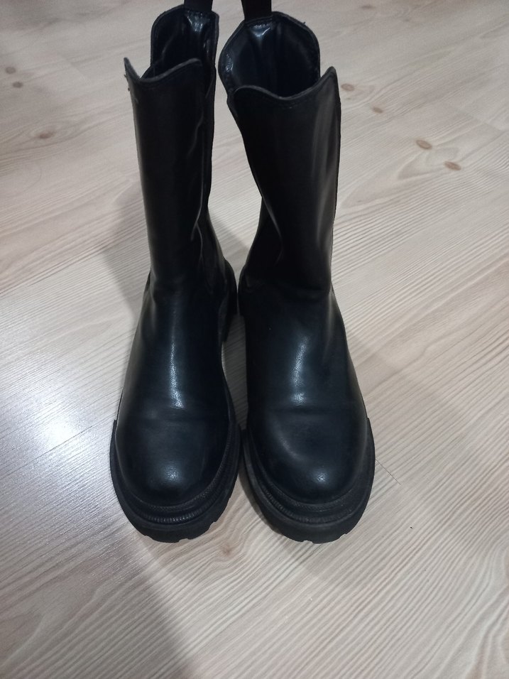 Siyah Kadın Günlük Botlar, Tokalı, Topuklu - Görsel 5