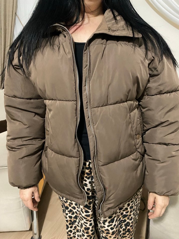 Pull And Bear M beden acı kahve mont - Görsel 5