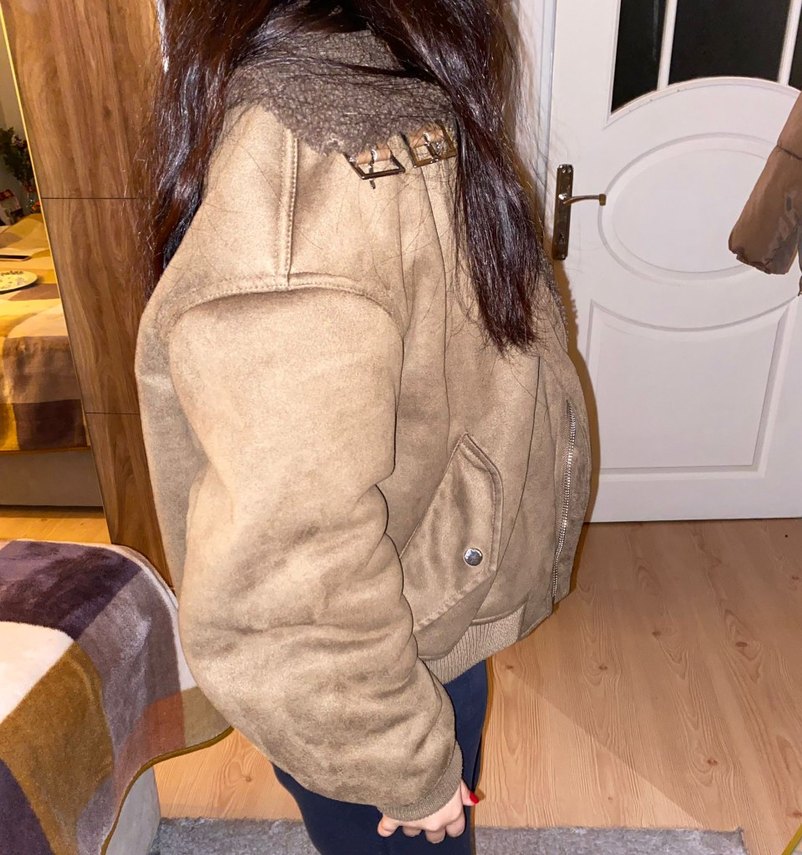 Kahverengi Suni Kürk Detaylı Süet Kadın Ceket - Görsel 2