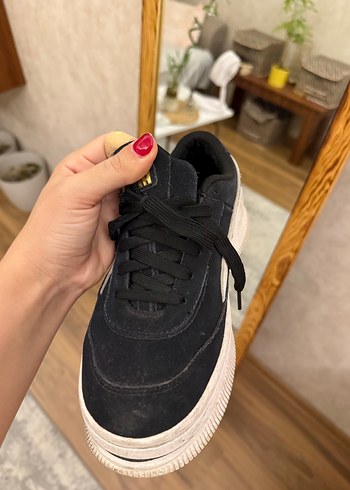 37 Beden Siyah puma süet Platform Topuklu Kadın Spor Ayakkabı
