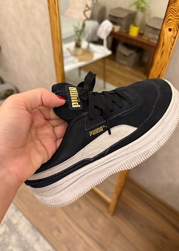 Siyah puma süet Platform Topuklu Kadın Spor Ayakkabı