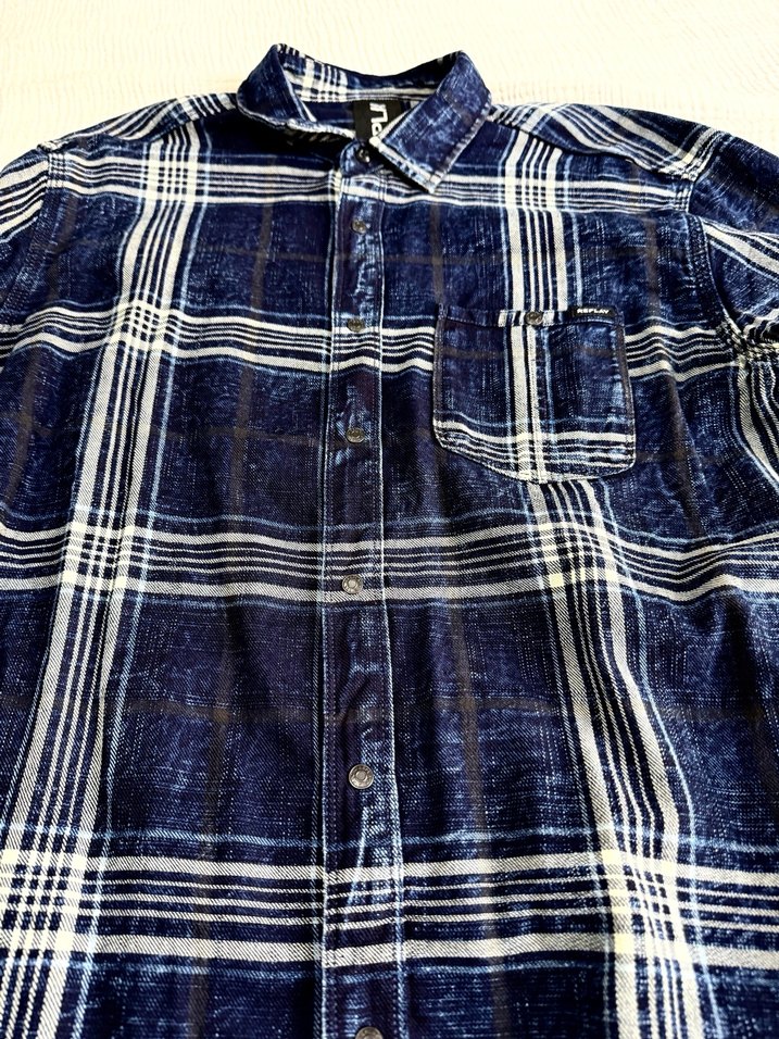 REPLAY Lacivert Ekose Uzun Kollu Gömlek - Görsel 4