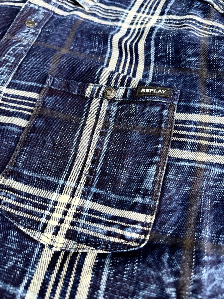 REPLAY Lacivert Ekose Uzun Kollu Gömlek - Görsel 5