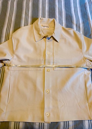 ZARA Krem Düğmeli Regular Fit Uzun Kollu Erkek Gömlek - Görsel 2