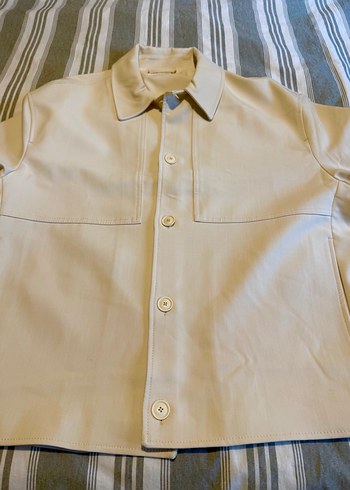 ZARA Krem Düğmeli Regular Fit Uzun Kollu Erkek Gömlek - Görsel 4