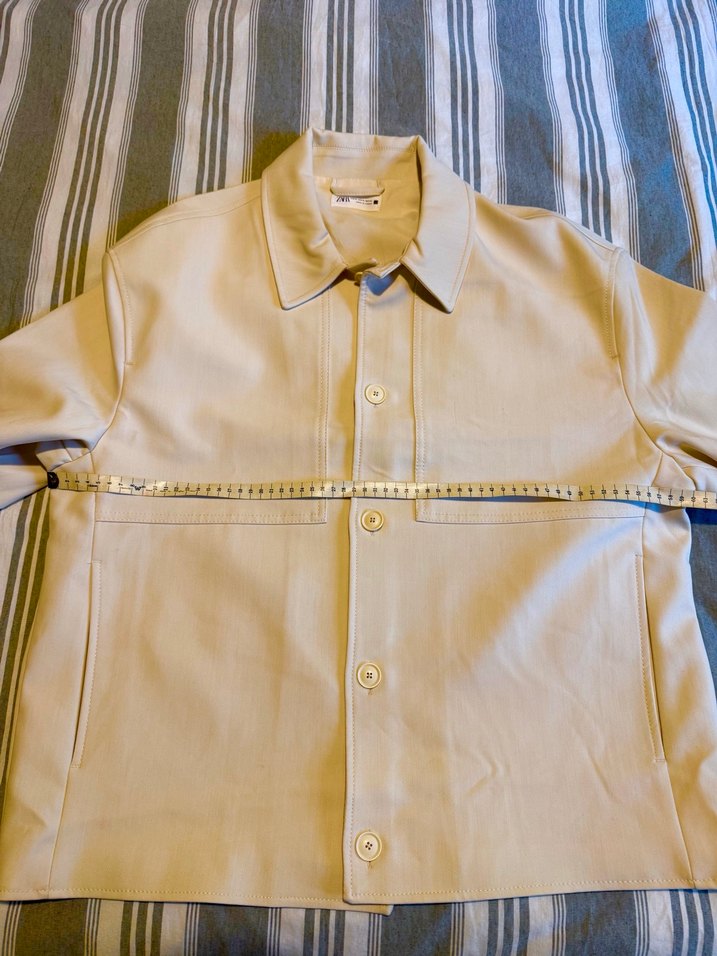 ZARA Krem Düğmeli Regular Fit Uzun Kollu Erkek Gömlek - Görsel 2