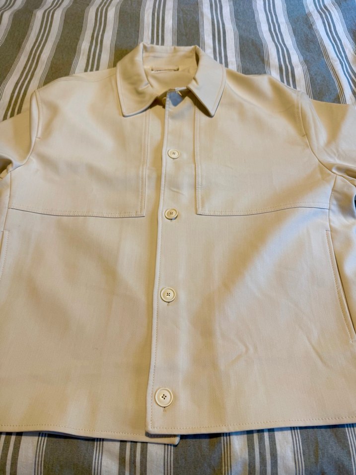 ZARA Krem Düğmeli Regular Fit Uzun Kollu Erkek Gömlek - Görsel 4