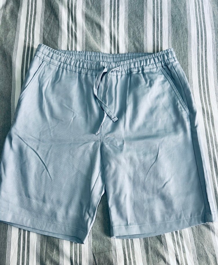 ZARA Erkek Mavi Pamuklu Mini Şort - Görsel 4