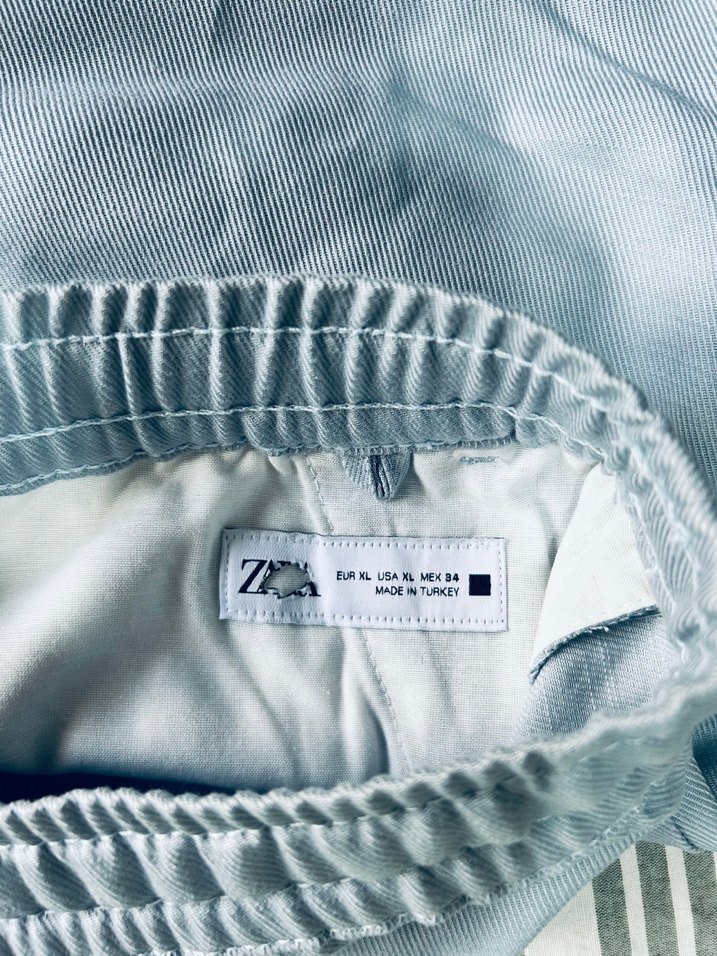 ZARA Erkek Mavi Pamuklu Mini Şort - Görsel 3