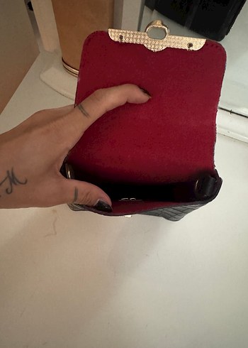 Klasik Siyah Yılan Derisi Desenli Deri Çanta - Görsel 4