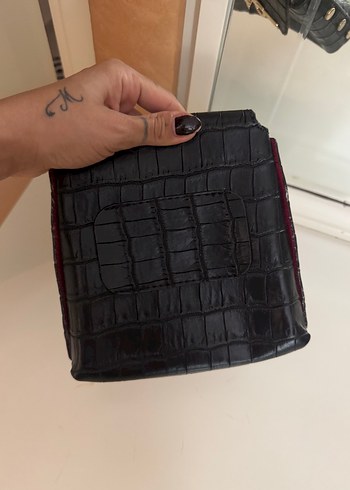 Klasik Siyah Yılan Derisi Desenli Deri Çanta - Görsel 5