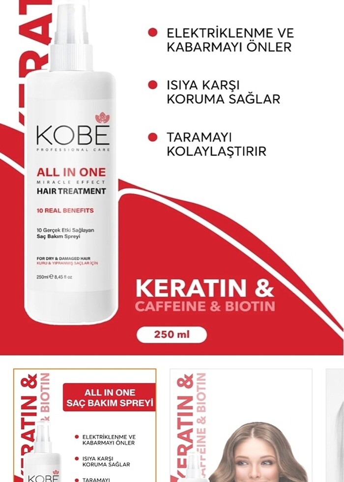 Sadece 1 kere denedim Kobe All In One saç spreyi 250 ml   1.Kuru - Görsel 2