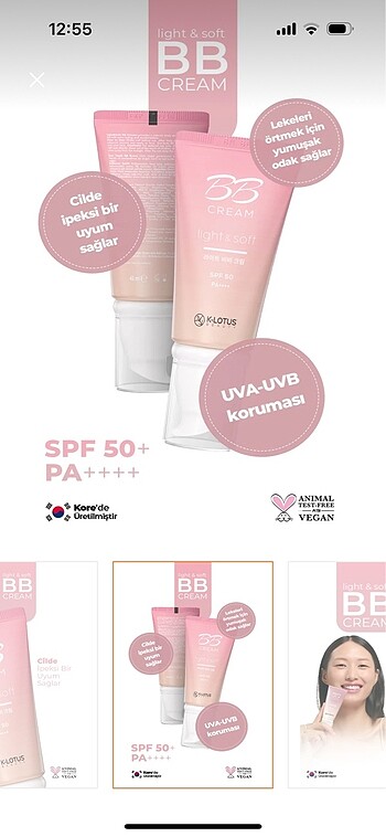 Beden K-Lotus Light & Soft İnce Yapılı Hafif Kapatıcı BB Krem SPF 50++