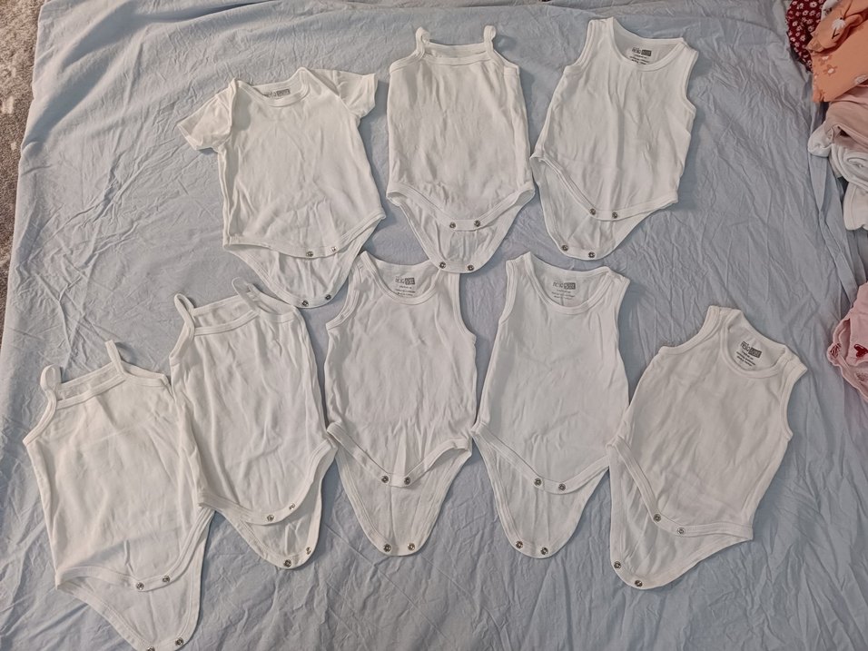 Bebekler için Beyaz Pamuklu Kolsuz Body - Görsel 3