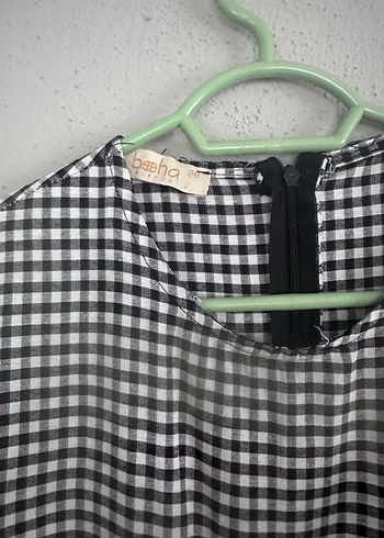 Gri Ekose Uzun Salaş Kadın Elbise - Görsel 5