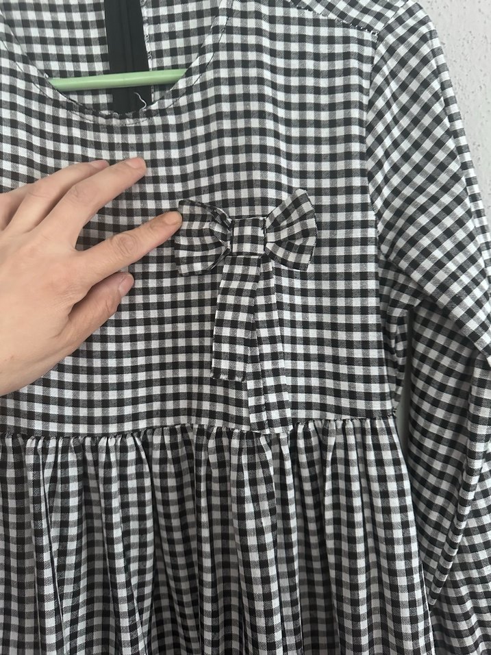 Gri Ekose Uzun Salaş Kadın Elbise - Görsel 4