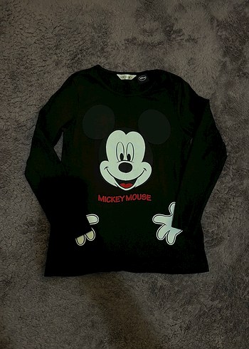 Kız Çocuk Siyah Mickey Mouse Baskılı pijama üstü - Görsel 2