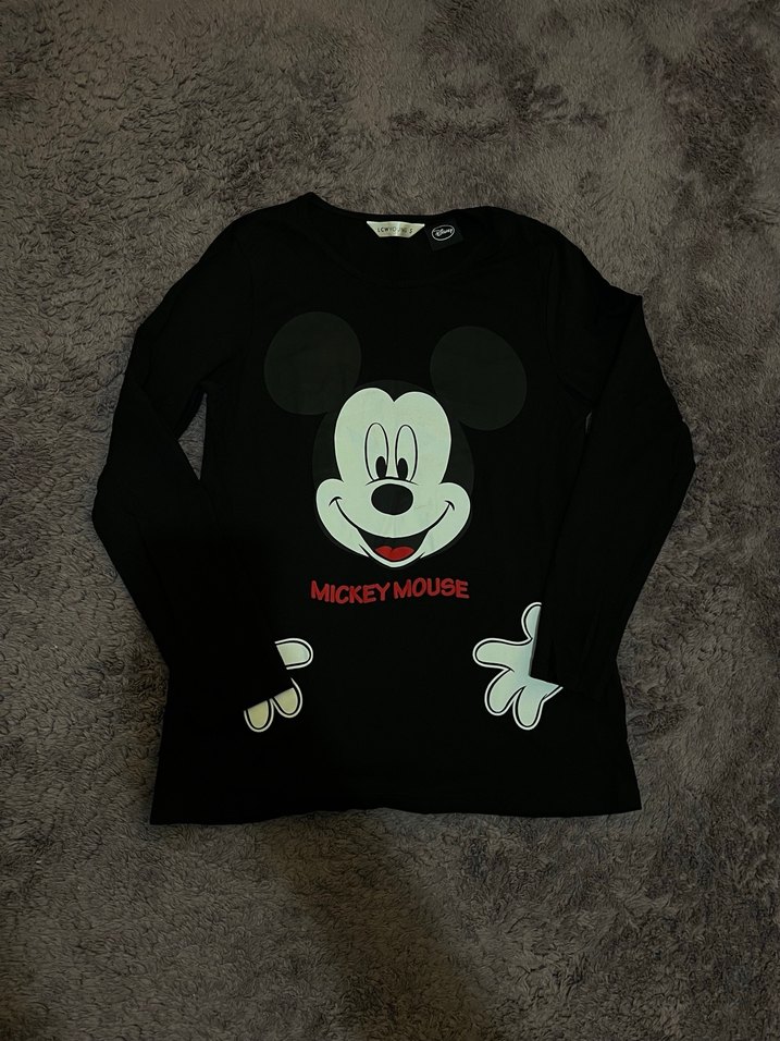 Kız Çocuk Siyah Mickey Mouse Baskılı pijama üstü - Görsel 2