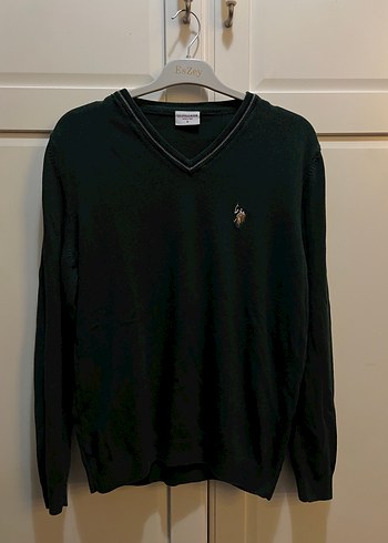 V Yaka Yeşil Erkek Triko Kazak - Görsel 2